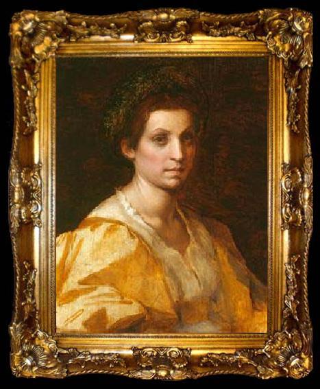 framed  Andrea del Sarto Portrait of a woman in yellow, ta009-2